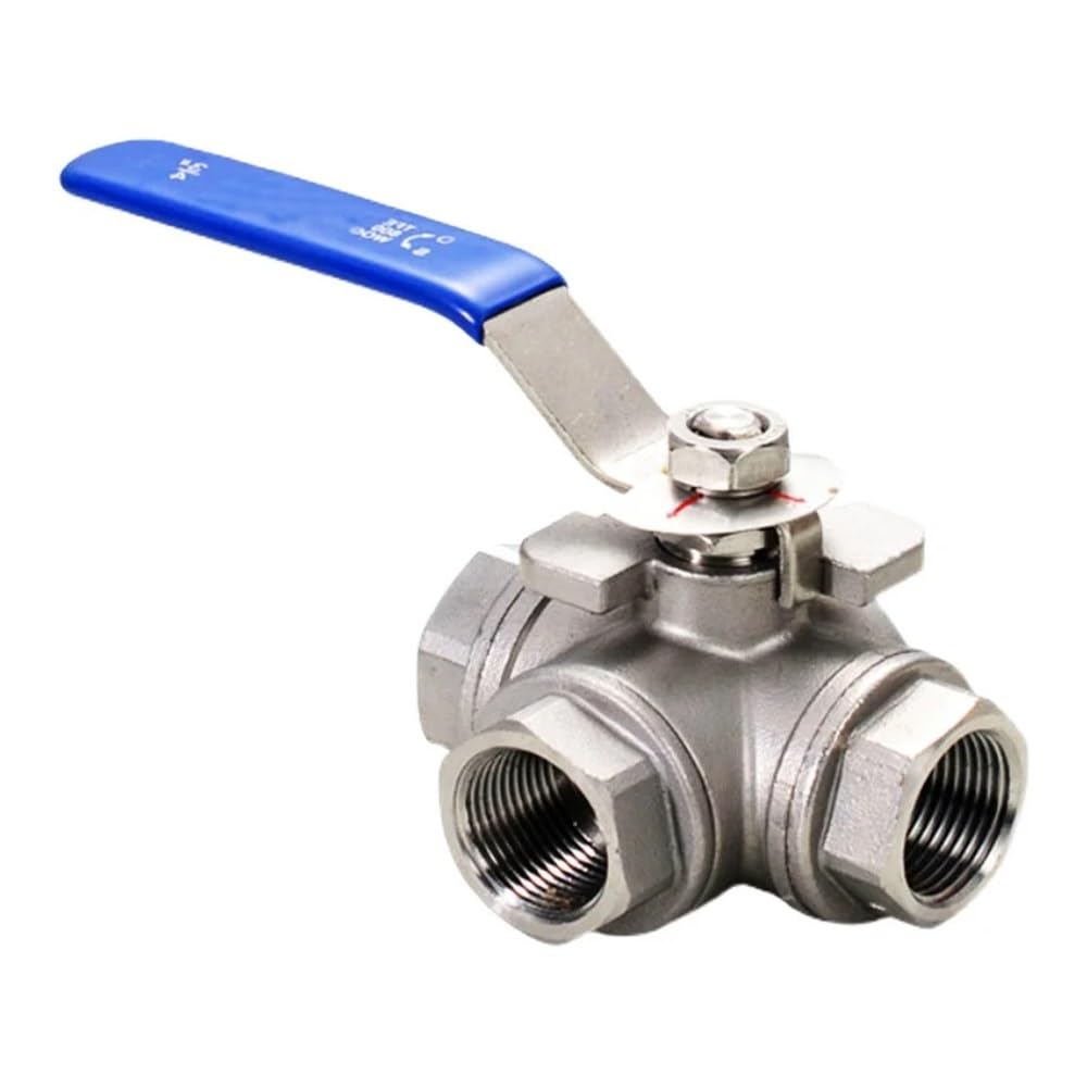 1/4" 3/8" 1/2" 3/4" 1" -2" BSP NPT Female Full Port T L Port Tee 3 Ways 304 316 Stainless Steel Ball Valve Connector Water Gas(3/4",BSPP SS304 L-Port)