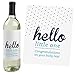 Big Dot of Happiness Hello Little One - Blue and Silver - Gift for Women and Men - Wine Bottle Label Stickers - Set of 4