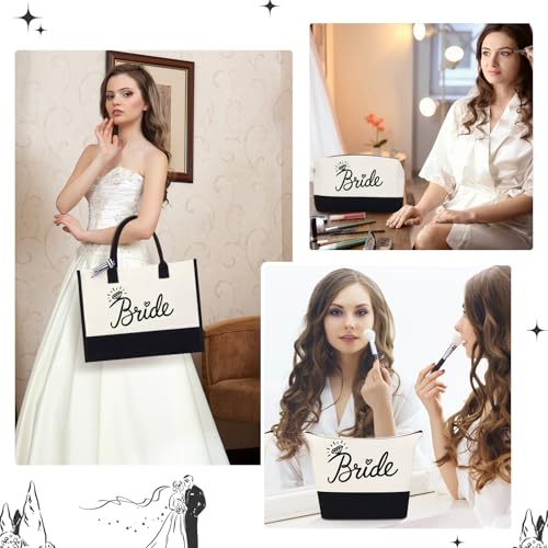 HOMIEE 3PCS Bride Canvas Tote Bag, Wedding Gifts for Bridal Shower Bachelorette Party Engagement Honeymoon2