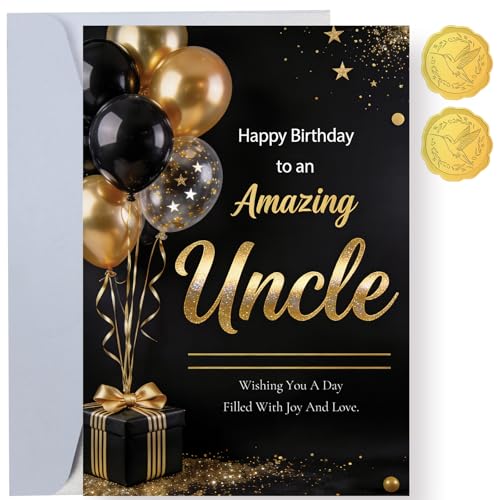 TzenvoGift Carte anniversaire oncle ballons noir or