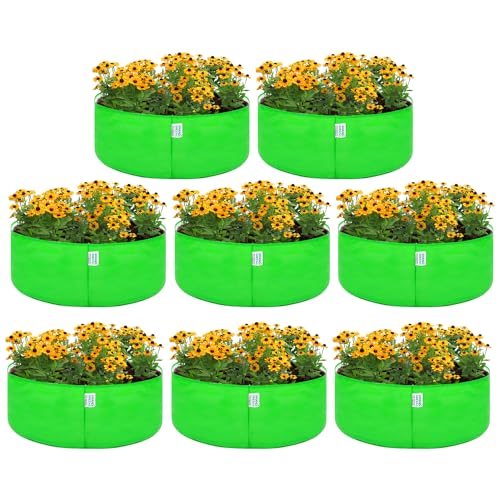 Image of Anandi Green's Premium HDPE Uv Protected 260 GSM Round Green Colour Plant Grow Bag Suitable for Terrace and Vegetable Gardening Size15X6 INCH Pack of 8