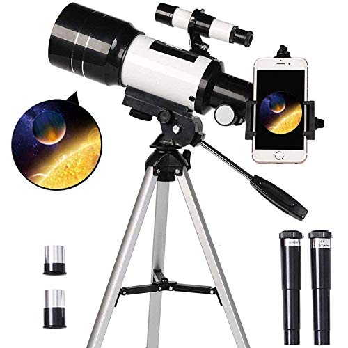 Telescopio refractor astronómico 70mm con trípode y soporte para celular miniatura 1