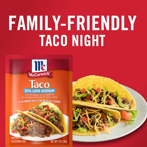 Image of McCormick Taco Seasoning Mix, 30% Less Sodium, No MSG Added, No Artificial Flavors, For Tacos, Nachos, Fajitas and More, 1 oz