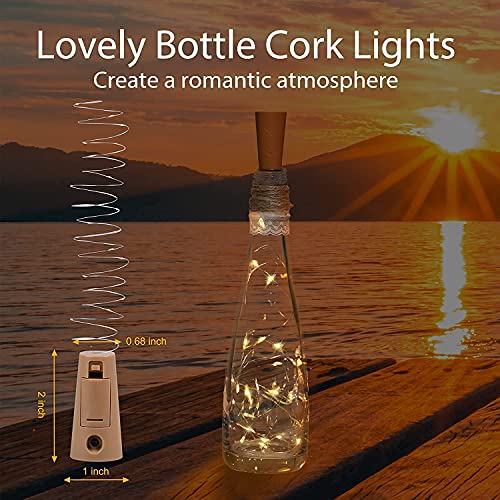 Image of One94store 20 LED Wine Bottle Cork Lights Copper Wire String Lights, 2M /7.2FT Battery Operated |for Indoor & Outdoor Decorations (Warm White, Pack of 10)