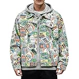 ★ DESIGN: Vintage Denim Jacket für Männer hat vier Taschen, zwei Klappentaschen auf der Brust und zwei Seitentaschen an der Taille, Sie können einige kleine Dinge wie Schlüssel aufbewahren und Telefon.