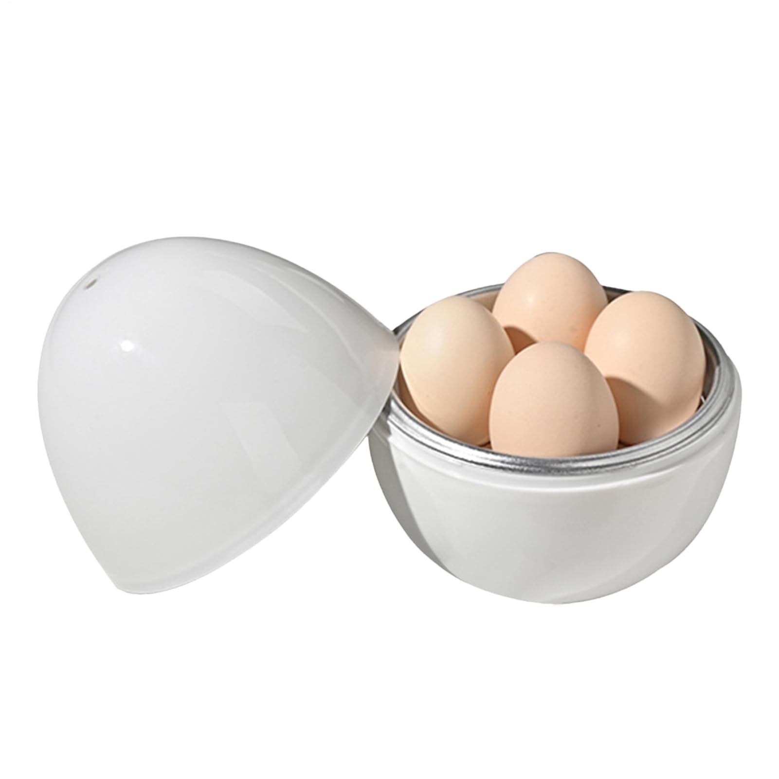 Microwave Egg Boiler, 4 Eggs Capacity Efficient Cooking Egg Steamer, For Hard Soft Boiled Egg Cooker Steamer Rapid Egg Cooking Appliances, Dishwasher Safe, White