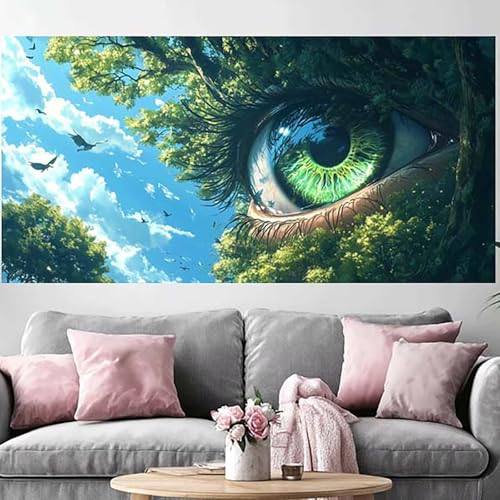 Diamond painting adulte œil grand format 70x140 cm broderie diamant complet O-352G