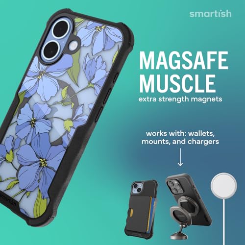 Image of Smartish iPhone 17 MagSafe Case - Gripzilla Protective Magnetic Case for Men [Rugged + Tough] Military Grade Heavy Duty Grip Armor - Drop Tested for Apple iPhone 17 - Blue Blossoms