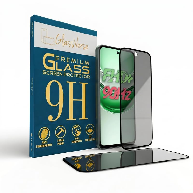 Image of GlassVerse Ultra Privacy Tempered Glass For Realme C75 5G (Pack Of 2) with Free Installation Kit. Edge To Edge. (In-Screen FingerPrint Lock will not work with the Privacy Guard) - 6.67 inch