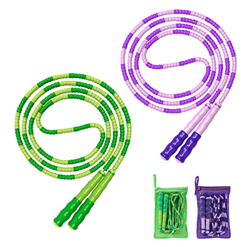 Leeboom Jump Rope, Adjustable Length Tangle-Free Segmented Soft Beaded Skipping Rope, Fitness Jump Rope for Kids, Man, and Women Weight Loss 9.2 Feet