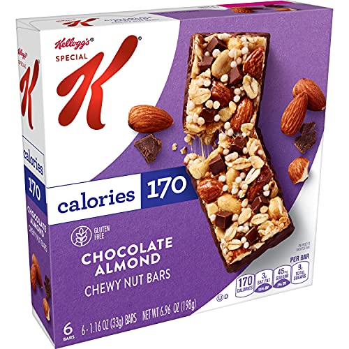 Kellogg's Special K Chewy Breakfast Bars, Gluten-Free Snacks, 170 Calories Per Bar, Chocolate Almond, 6.96oz Box (6 Bars)