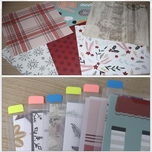 Image of Apedoixy 36 Pieces 12 x 12 Inch Paper Holders with 60 Pcs Sticky Labels,Clear Scrapbook Paper Pockets Envelopes Organization for Storage Pictures,Embellishments,Essays,Vinyl,cardstock