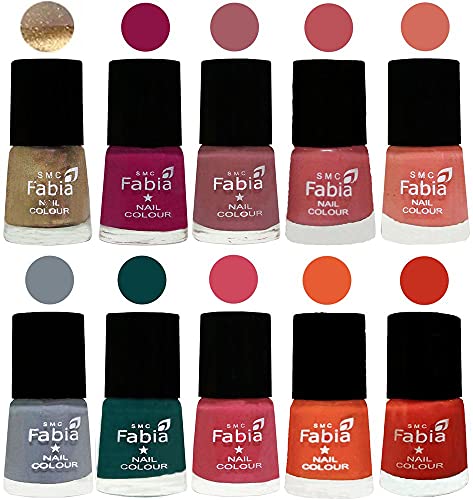 Image of ALL IN ONE (PACK OF 10), Long Lasting Glossy Nail Polish, 6 ml Each, All Vibrant Colours,01930