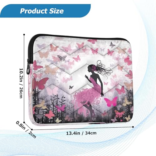 Funda rosa para portátil de 13-14 pulgadas con diseño de mariposas miniatura 3