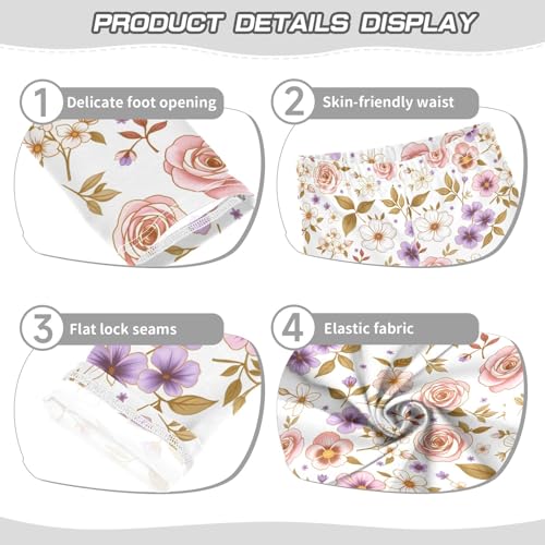 senya Girls Printed Leggings Yoga Pants Hand Drawn Flower Pattern for Kids in 4t to 10 Years, 4T3