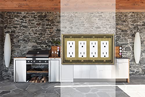 Image of Henne Bery Sunken Pearls Heavy Duty Decorative Wall Plate Switch Plate Outlet Cover (Quad Decorator, Antique Brass)
