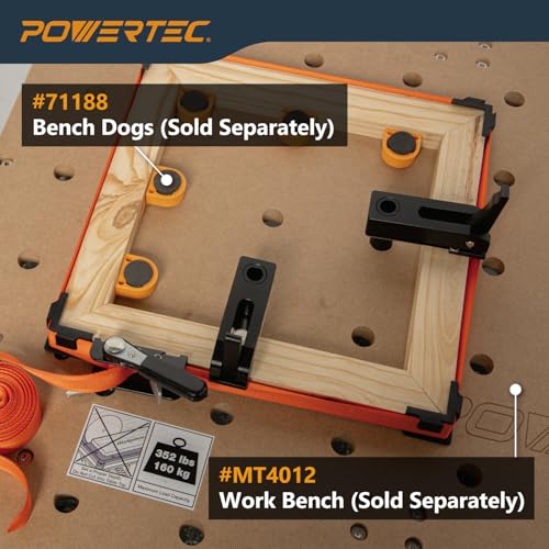 Image of POWERTEC Adjustable Band Clamp for Woodworking - 15 ft. Adjustable Strap Clamp with Ratcheting Handle, Non-Marring Corners, 1000 lbs Capacity, 1 PK (72071)