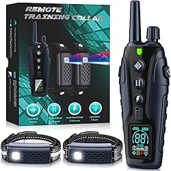 Dog Shock Collar 2 Dogs(15-150lbs) with Flashing Light for Night Walks,4500FT Dog Training Collar Adjustable Pitch Beep(1-8), Vibration(1-16), Safe Shock(1-99), and Keypad Lock