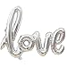 OLizee Romantic Script Love Wedding Decorative Foil Ballon 42.5 x 25.8 inch Banner(Silver)