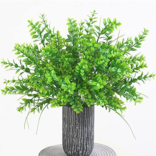 XHXSTORE 2pcs Helecho Artificial Arbusto Exterior e Interior Ramo de Planta Artificial Verde Hoja Plastico de Flores Falsa Decoracion para Balcon Patio Mesa Jardinera Ventana Valla Fiesta 14 Ramas