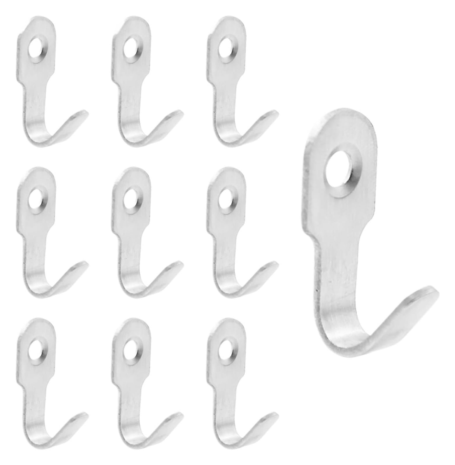 LUYSGBXR Hooks Stainless Steel Wall Hangers with Screws Mounted Mini J Hooks Hook for Picture Frames Bath Towel Keys Coats Bag(Silver with Screws)