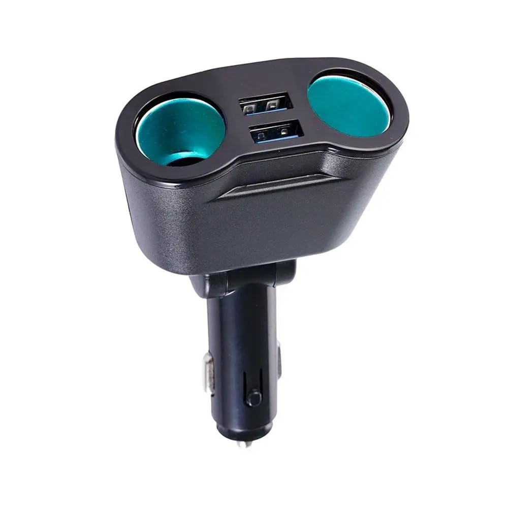 Autoladegerät, 12V-24V Steckdosenverteiler mit Blauer Ambientebeleuchtung, PD QC3.0 und 2 USB-C-Anschlüssen for Laden von Mobiltelefonen DVRs(2USB QC3.0 360)