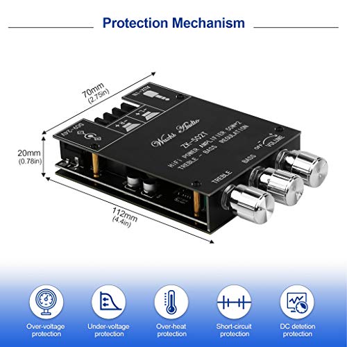Image of ZK-502T Power Amp Bluetooth 5.0 Audio Amplifiers Board 2.0 Channel 50W+50W AUX BT DC12-24V Mini Stereo Amplifier Module with Treble and Bass for DIY Home Speakers