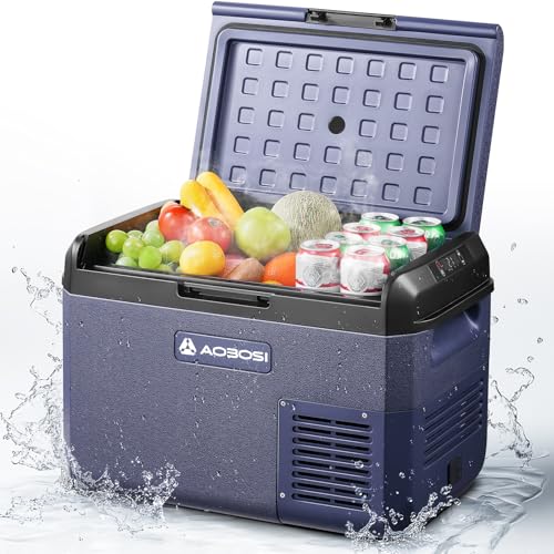 AAOBOSI Nevera Portatil: IPX4 Nevera Coche 25L, 20 °C a -20 °C Nevera 12v Compresor, Nevera Portatil Pequeña Electrica Coche para Hogar, Camping, Viajes, Pescado