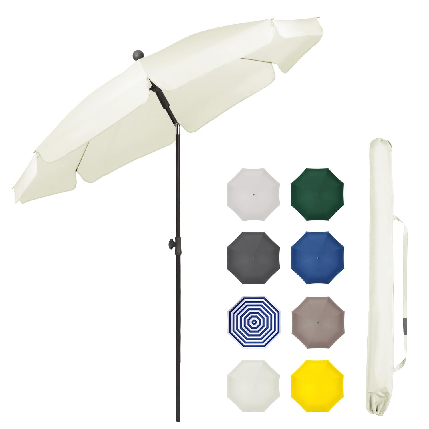 Sekey Sonnenschirm Balkon 200cm mit Schutzhülle Sonnenschirm Strand für Balkon Garten & Terrasse Neigungswinkel und Höhe verstellbar UV-Schutz bis UPF 50+ Sonnenschutz