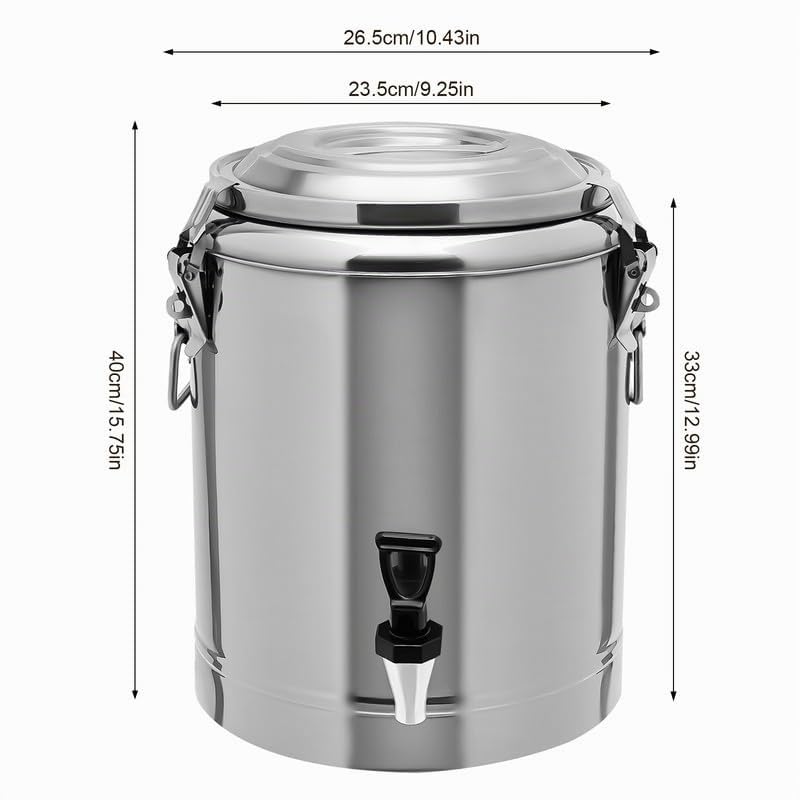 Thermo Getränkespender aus Edelstahl 20L mit Zapfhahn, Isolierbehälter für heiße und kalte Getränke wie Kaffee, Tee, Saft, Milch bei Party, Buffet, Restaurant