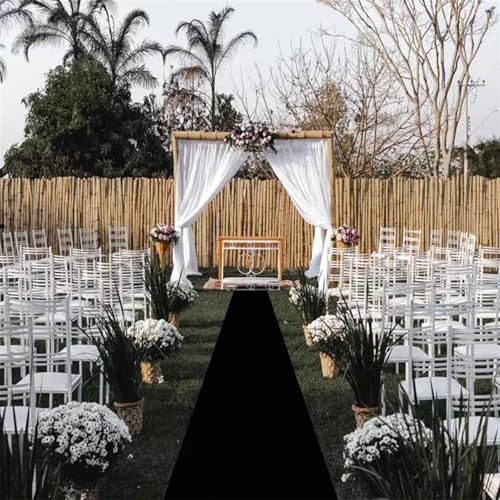 Alfombra negra para pasillo de bodas y ceremonias elegantes en exterior 12m 3