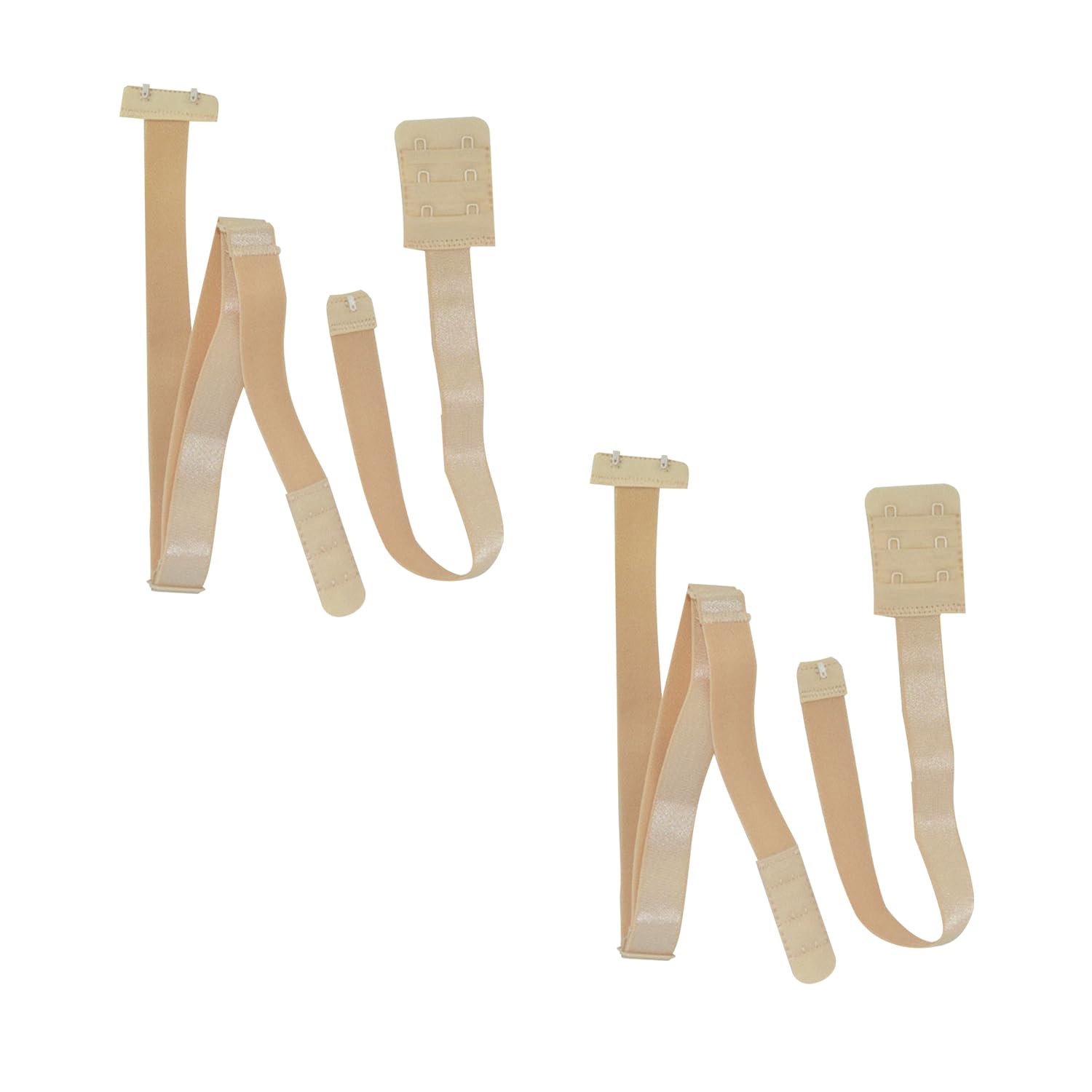 Bojueshaw 2pcs Low Back Bra Converter,Adjustable Bra Extenders with 2/3 Hooks,Elastic Straps for Backless Dresses,Wedding,Party,and Evening Gowns(Beige)