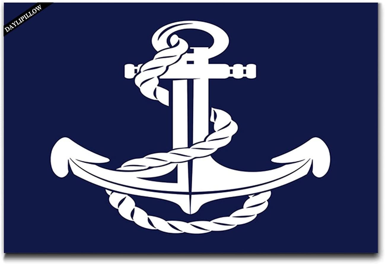 Blue Nautical Anchor Door Mats Rug Floor Mats Front Doormats Non-Slip Bedroom Carpet Home Kitchen Rug,White 18x30inch