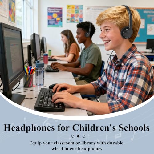 BHUWRY 60 Pack Wholesale Classroom Headphones Bulk, Adjustable Wired Stereo Headphones for Students Kids Adults, 3.5mm Plug School Earphones for Classroom Library Museum Charity (60 Pack) by BHUWRY - Used condition - Image 6