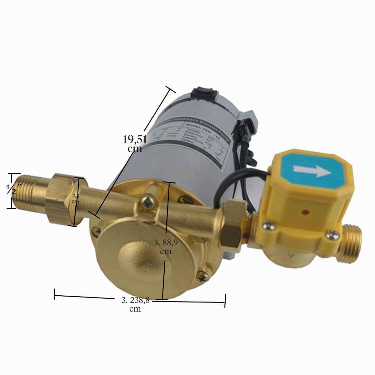 150W Automatische Booster-Pumpe 230V / 50Hz ¾ "× ½" Leistung 25L/min Wasserpumpe Booster-Pumpe mit Automatischem Durchflussschalter 15m / 49ft für Home Shower System