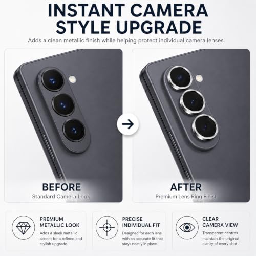 Image of FIRST MART Camera Lens Protector for Samsung Galaxy Z Fold 8 Ultra | Black AR+AF Camera Rings with Auto-Align Frame, 9H Tempered Glass, Scratch Resistant, Case-Friendly | Pack of 1