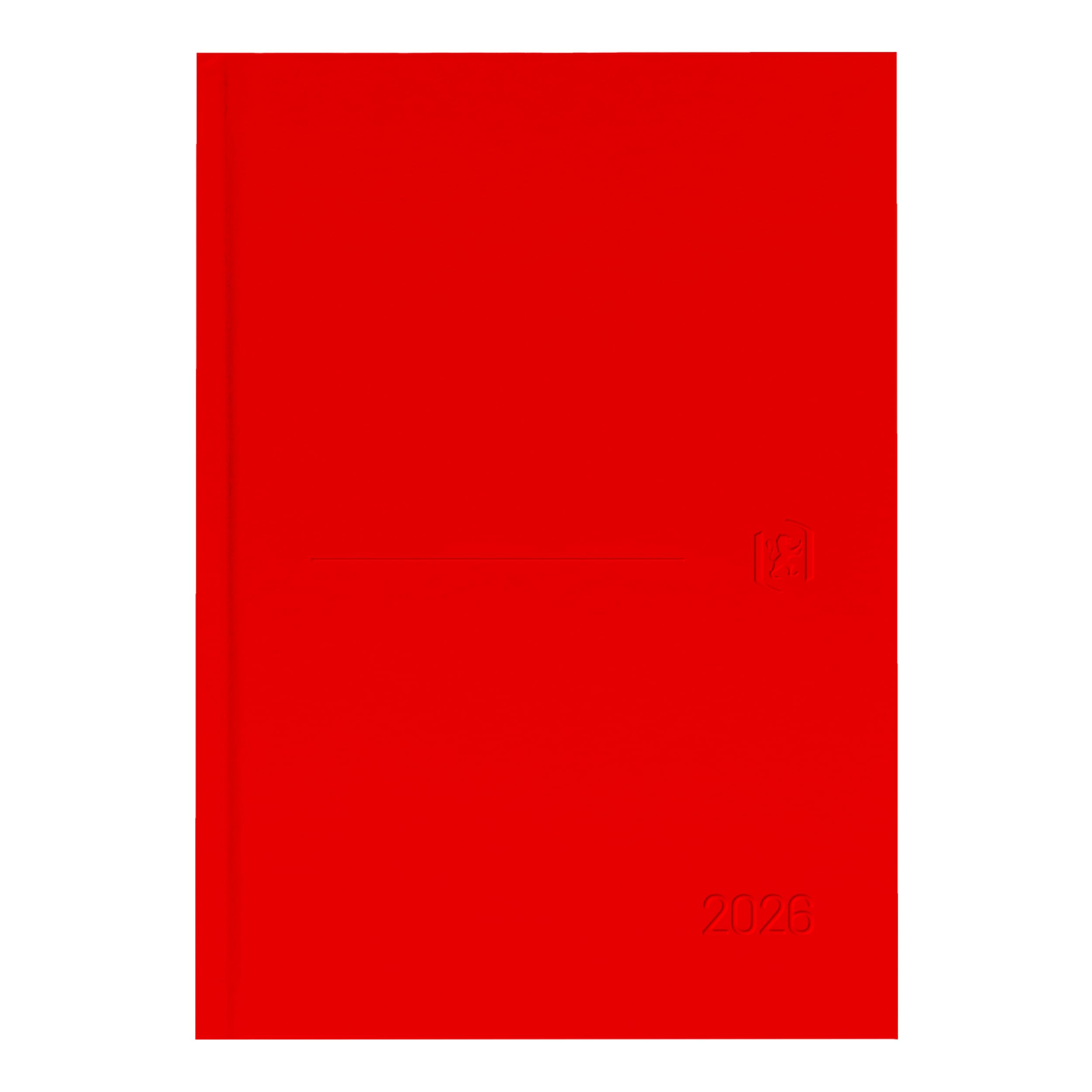 Oxford Minimal 2026 Day Per Page Diary A5 Extra Hard Cover Stitched Spanish Red