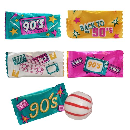 Retro 90’s Peppermint 100 Count – Nostalgic Mint Candy Individually Wrapped for 90’s Birthday Parties - Fun 1990s Throwback Candy for Reunions, Events, Goodie Bags & Celebration Favors