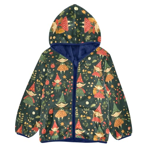 Forest Elves and Leaves Girls Fleece Jacket Girls Fall Jacket Boys Coats Zip Up Hoodie Children Sherpa Warm Outerwear 2-10T