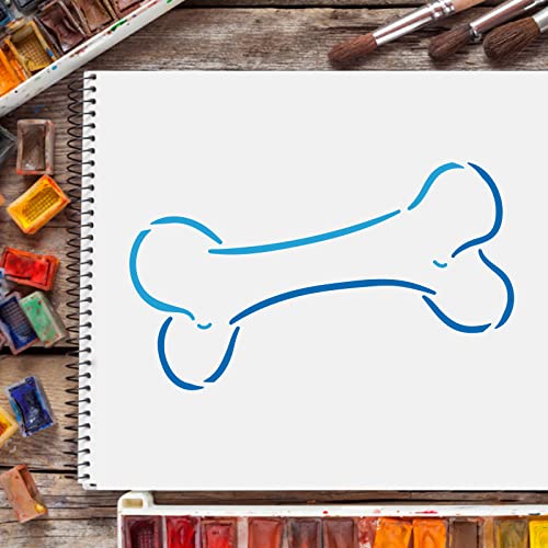 FINGERINSPIRE Hundeknochen-Schablone, 29,7 x 21 cm, Kunststoff, Hundeknochenmuster, Zeichenschablonen, rechteckig, wiederverwendbar, zum Malen auf Holz, Boden, Wand und Fliesen