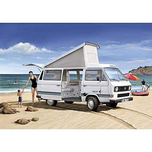 Revell Modellbausatz VW T3 Bulli Camper 1:25 I Detaillierte Nachbildung des ikonischen VW Busses I Präzise Details und originalgetreue Karosserie I Level 3 für EIN umfassendes BAU-Erlebnis
