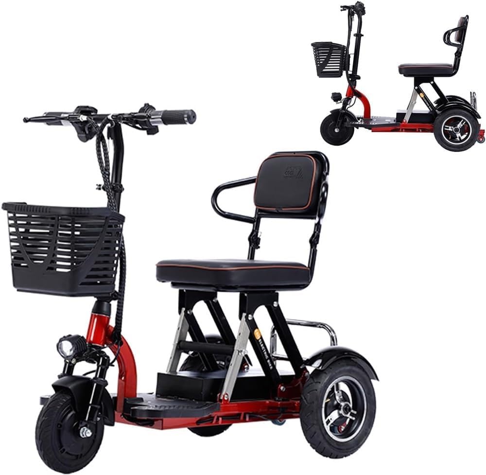 Scooter De Movilidad De Viaje Ligero con Cargador Y Cesta Asiento cómodo Ideal para Ancianos y discapacitados