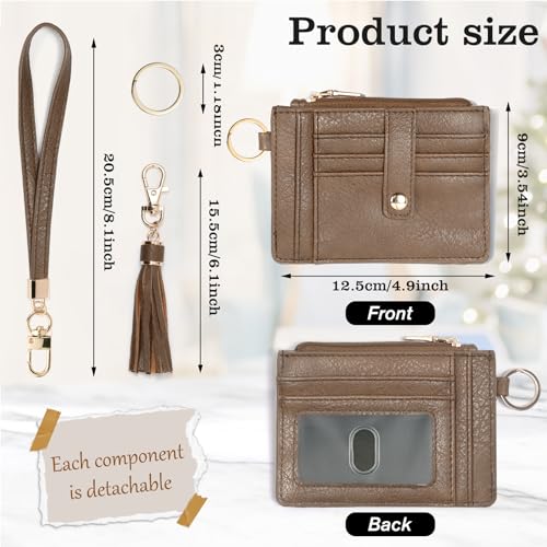 Image of KNGITRYI Small Wristlet Wallets for Women RFID Credit Card Holder Wallet Keychain Wristlet Wallet Credit Card Wallets for Women (Clay Brown)