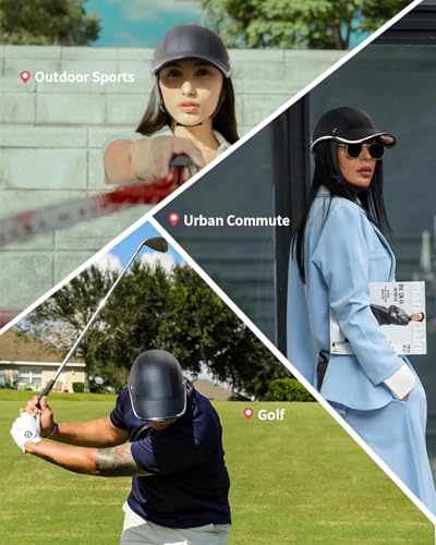 Image of Adult Baseball Cap Helmet - Urban Style for Golf, Low Profile Urban Commute PU Retro Leather Hat for Men & Women