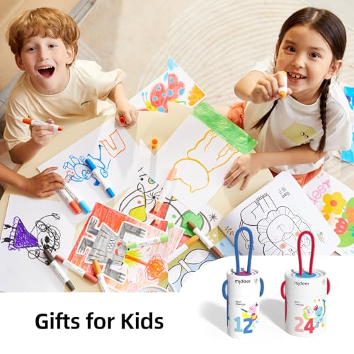 MiDeer Twistable Crayons for Toddlers, 24 Colors Washable Jumbo, Ultra-Silky Crayons with Colorful Crayon Bucket for Toddler 1-3, Easy to Hold Safe Art Supplies for Kids - Thumbnail 3