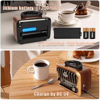 T.TAOMI Portable AM FM Radios, Transistor Shortwave Retro Vintage Radios with Loud Speakers, Support USB Power Or D Battery Blutooth/TF (Copper)