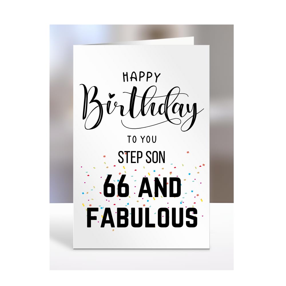 66th Birthday Card for Step Son, Happy Birthday, Gifts for Men or Women, Presents for Christmas, 66 and fabulous, 66 years old, Greetings Card, A5-102f_202