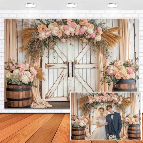 Duluxykl Country Wedding Photography Backdrop 10x8ft Vinyl Rustic Boho Floral