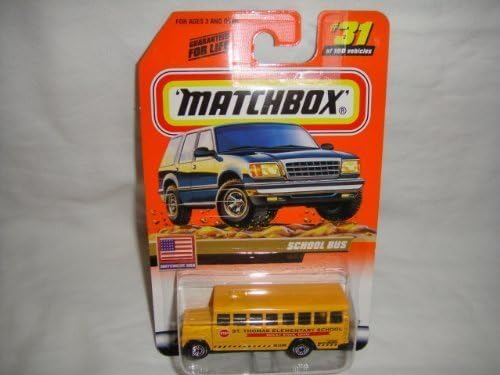 MATCHBOX #31 OF 100 MATCHBOX USA SERIES ST. THOMAS ELEMENTARY SCHOOL ROCKY RIVER OHIO SCHOOL BUS "2000" TEMPO CHASE DIE-CAST COLLECTIBLE