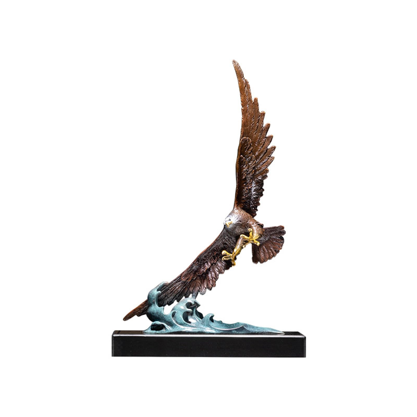 Hhhxkkuu Brass Eagle Statue Handcrafted Bronze Eagle on Wave Base
